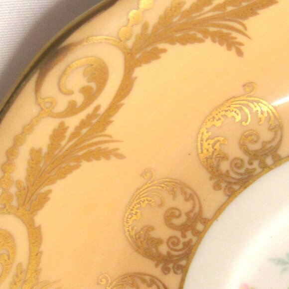 Foley Tea Cup and Saucer Hand Painted Floral Heavy Gold French Loop Handle H235 - Picture 6 of 10